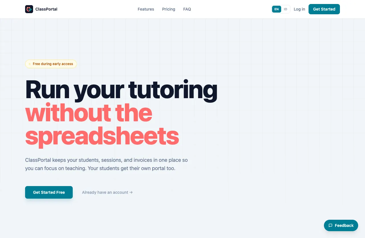 Screenshot of the ClassPortal website